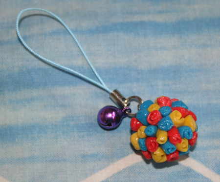 Flower Ball Handphone Strap with bell